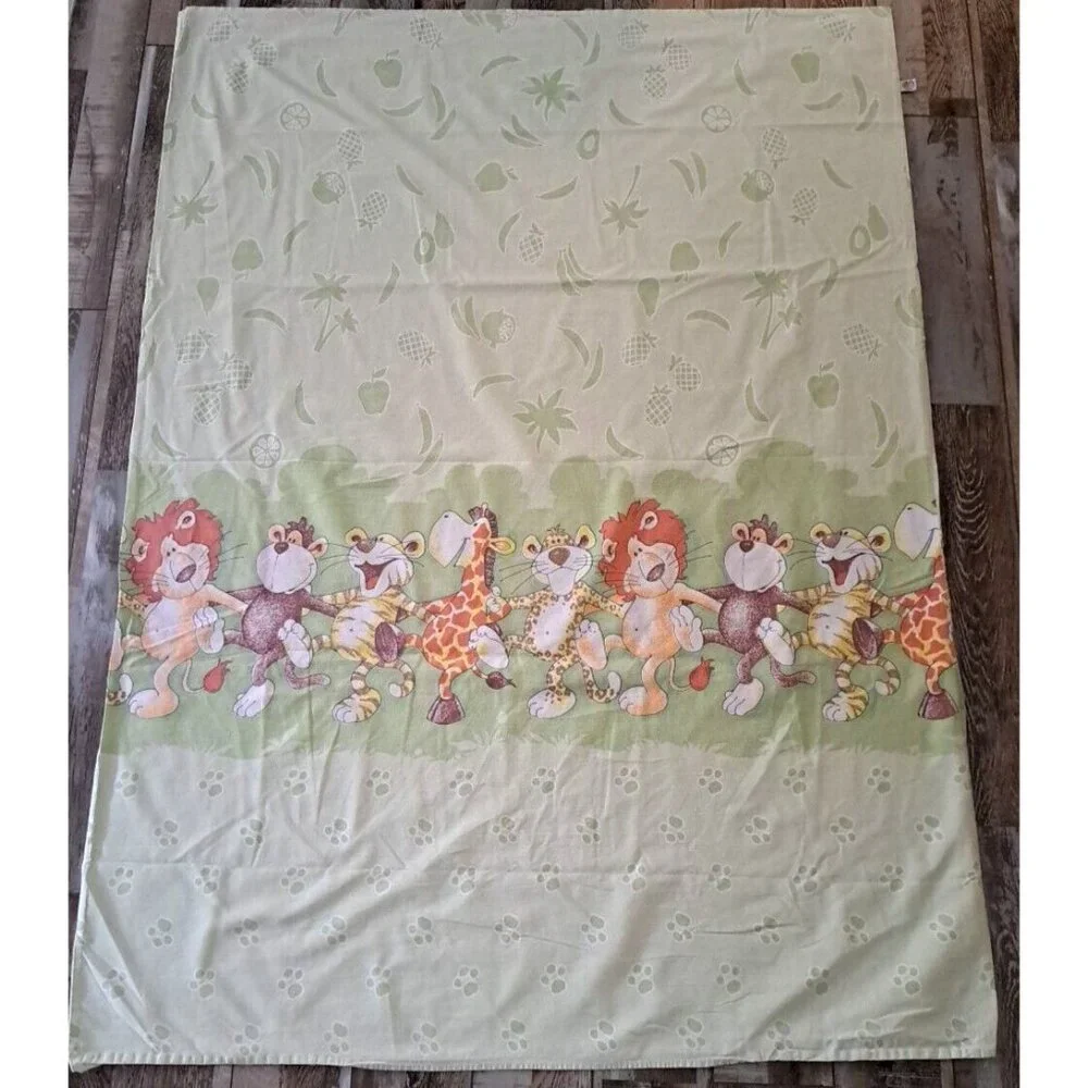 Baby Nursery Duvet & Sheet Set Russian Sleepy Thom K Jungle Animals Green